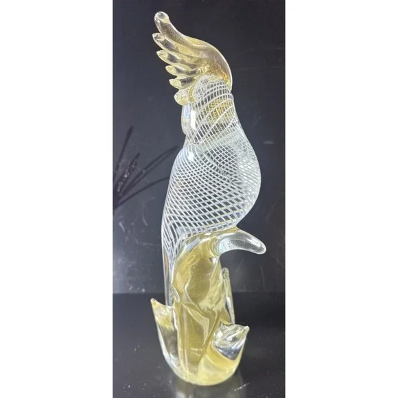 Formia Birds Murano gold Fleck White Optic Glass Cockatoos (FP) - Picture 9 of 16